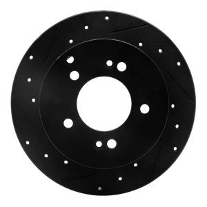 Kia Rondo Brake Rotor (1) - Rear Left - R1 Concepts - Drilled & Slotted - Black - `07-`12